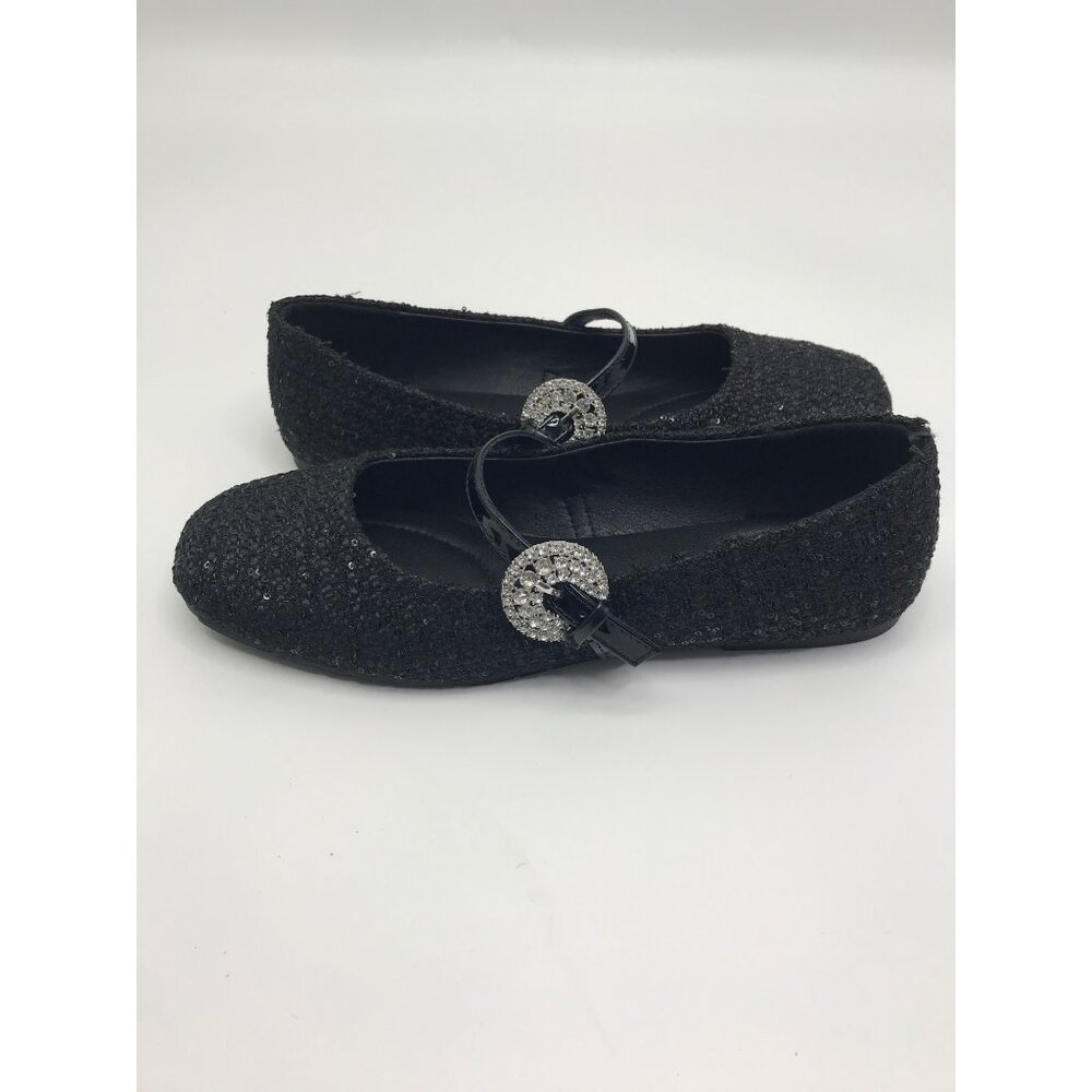 Kenneth Cole Reaction Elwood Ballet Flats Rhinestone Buckle Textile Black 9 NWOB